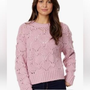 Lucky Brand Women's Cable Knit Sweater Size XL Pink Open Knit Cozy